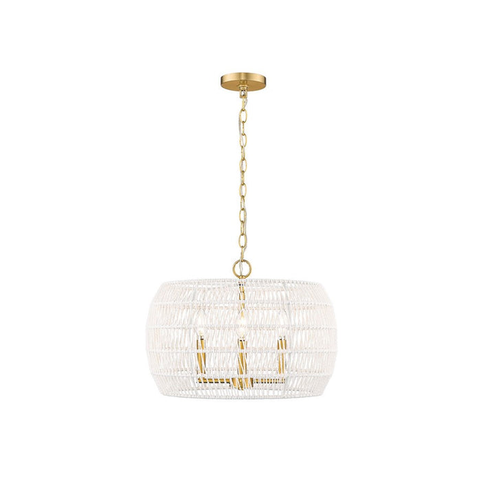 Golden Ellie 4-Light Chandelier, Gold/Bleached White Raphia Rope