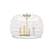 Golden Ellie 4-Light Semi-Flush, Brushed Gold/White Raphia Rope - 6808-4SFMBG-WR