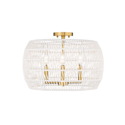 Golden Ellie 4-Light Semi-Flush, Brushed Gold/White Raphia Rope
