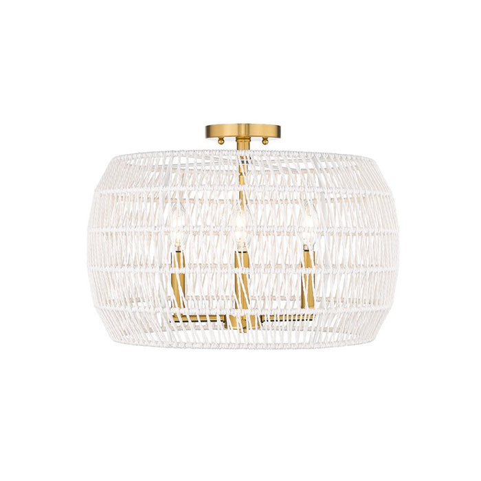 Golden Ellie 4-Light Semi-Flush, Brushed Gold/White Raphia Rope