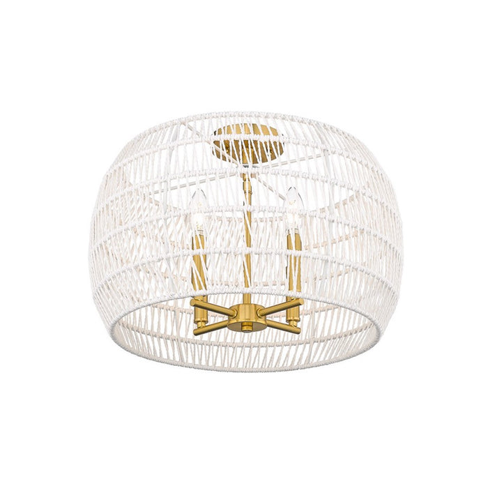 Golden Ellie 4-Light Semi-Flush, Brushed Gold/White Raphia Rope