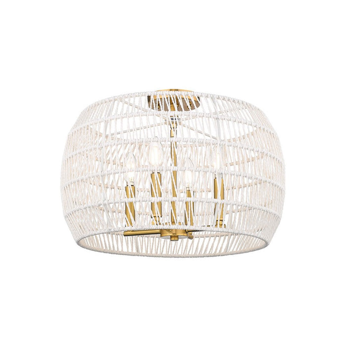 Golden Ellie 4-Light Semi-Flush, Brushed Gold/White Raphia Rope