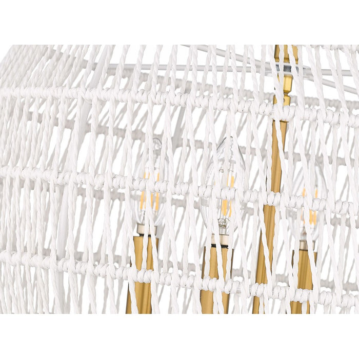 Golden Ellie 4-Light Semi-Flush, Brushed Gold/White Raphia Rope