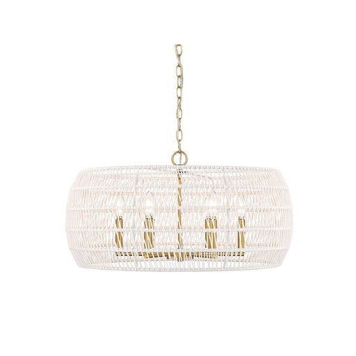 Golden Ellie 6-Light Chandelier, Gold/Bleached White Raphia Rope