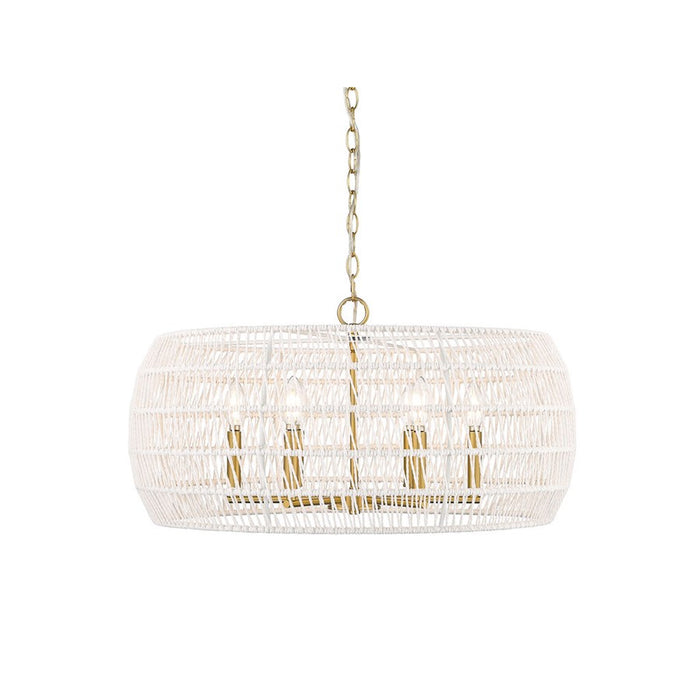 Golden Ellie 6-Light Chandelier, Gold/Bleached White Raphia Rope