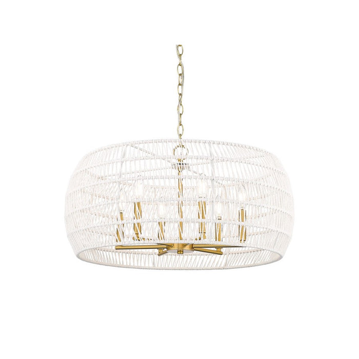 Golden Ellie 6-Light Chandelier, Gold/Bleached White Raphia Rope