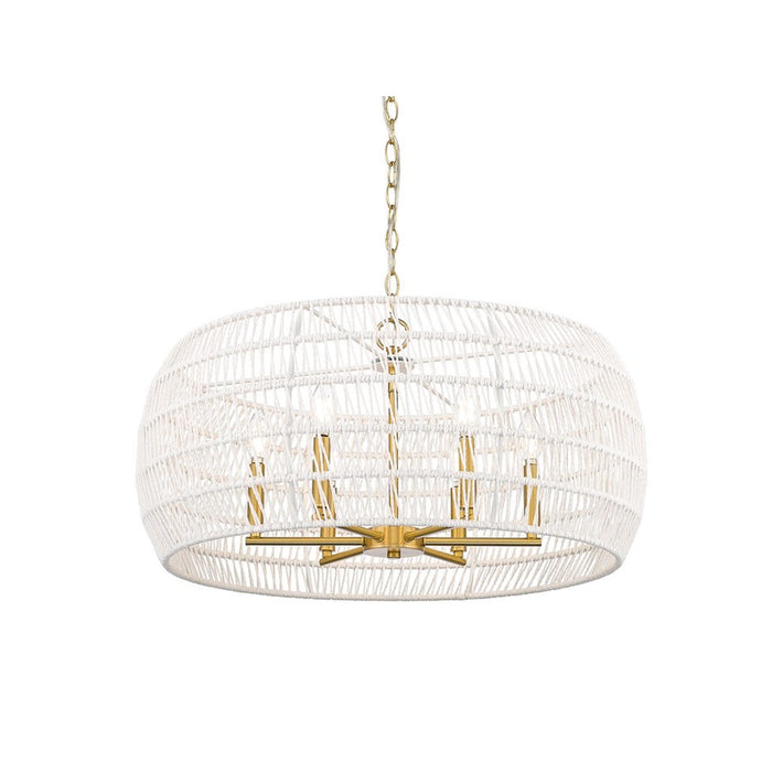 Golden Ellie 6-Light Chandelier, Gold/Bleached White Raphia Rope