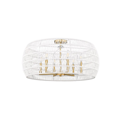 Golden Ellie 6-Light Semi-Flush, Brushed Gold/White Raphia Rope - 6808-6SFMBG-WR