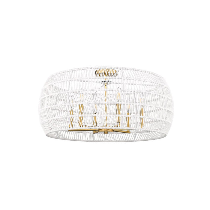 Golden Ellie 6-Light Semi-Flush, Brushed Gold/White Raphia Rope - 6808-6SFMBG-WR