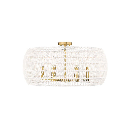 Golden Ellie 6-Light Semi-Flush, Brushed Gold/White Raphia Rope