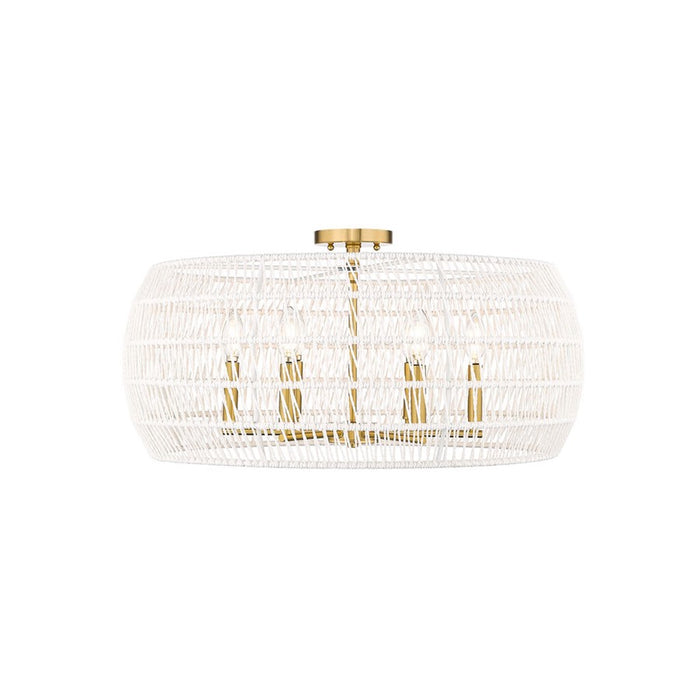 Golden Ellie 6-Light Semi-Flush, Brushed Gold/White Raphia Rope
