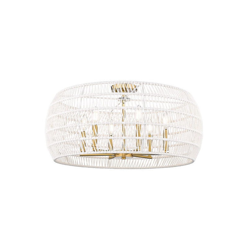 Golden Ellie 6-Light Semi-Flush, Brushed Gold/White Raphia Rope