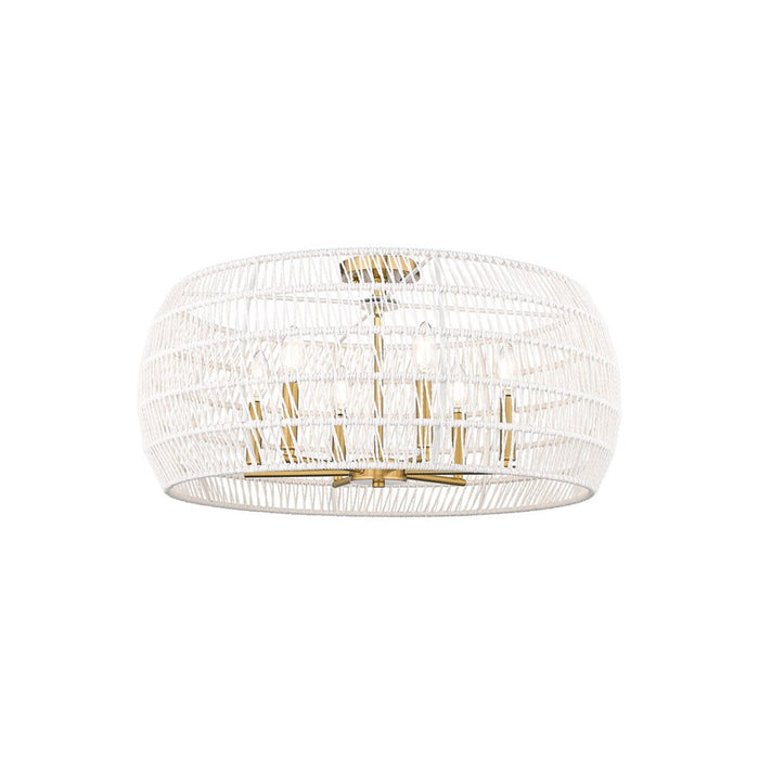 Golden Ellie 6-Light Semi-Flush, Brushed Gold/White Raphia Rope