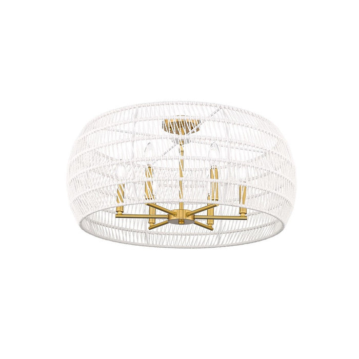 Golden Ellie 6-Light Semi-Flush, Brushed Gold/White Raphia Rope