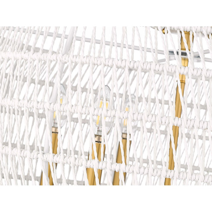 Golden Ellie 6-Light Semi-Flush, Brushed Gold/White Raphia Rope
