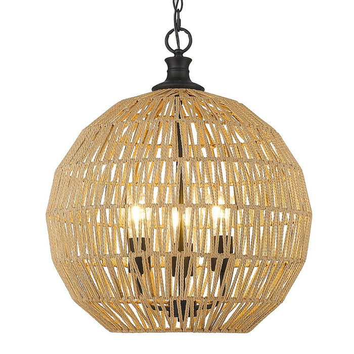 Golden Lighting Florence Pendant, Black/Natural