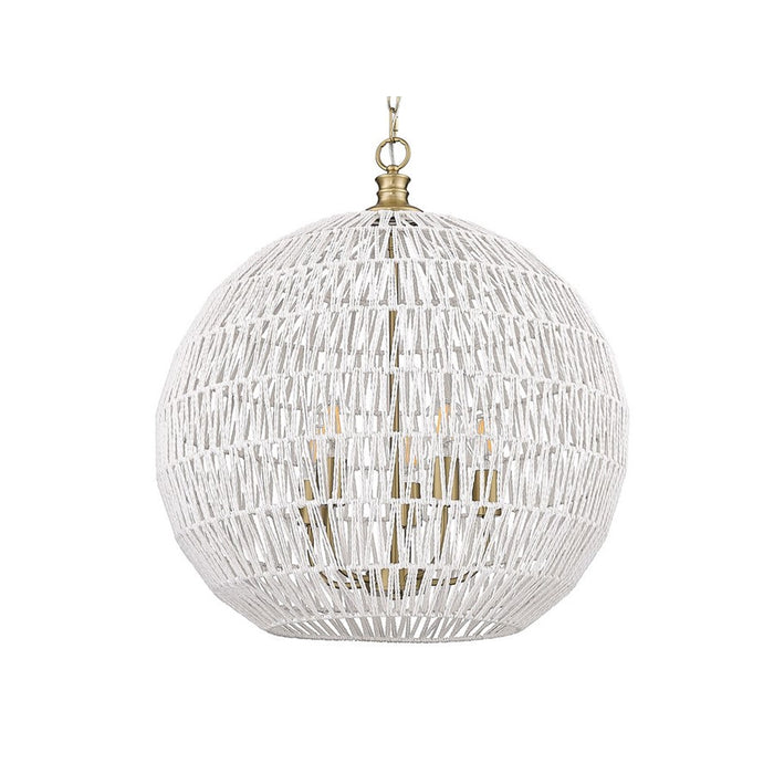 Golden Florence 5-Lt Pendant, Champagne Bronze/White Raphia Rope - 6933-5PBCB-WR