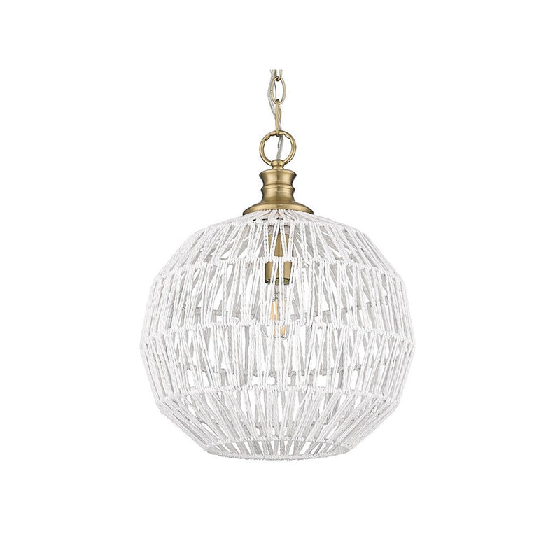 Golden Florence 1-Lt Pendant, Champagne Bronze/White Raphia Rope - 6933-MBCB-WR