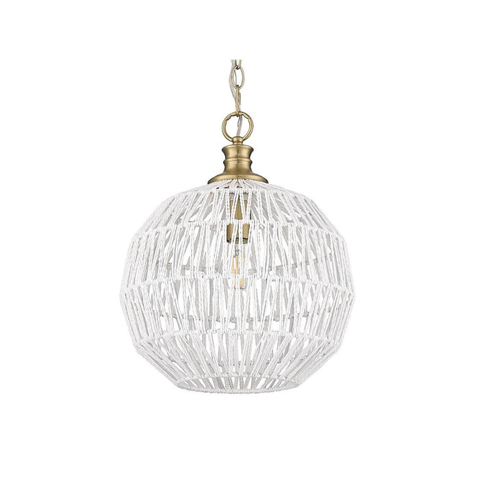 Golden Florence 1-Lt Pendant, Champagne Bronze/White Raphia Rope - 6933-MBCB-WR