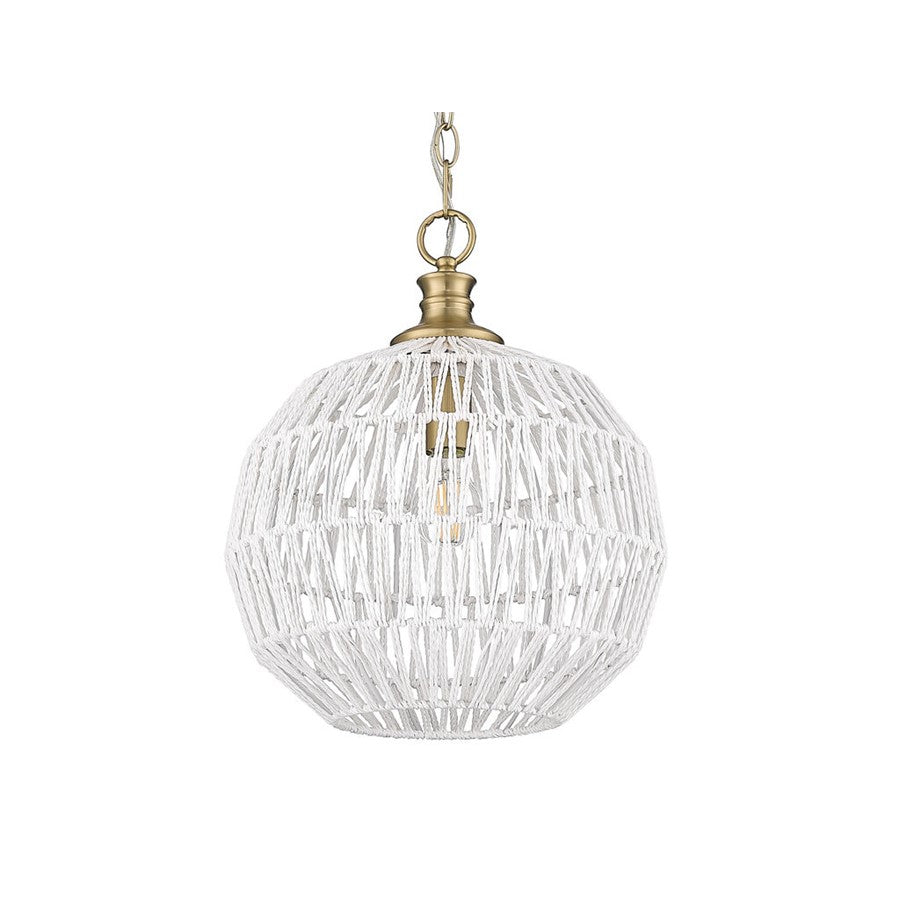 Golden Florence 1-Lt Pendant, Champagne Bronze/White Raphia Rope - 6933-MBCB-WR