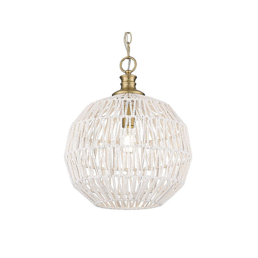Golden Florence 1-Lt Pendant, Champagne Bronze/White Raphia Rope