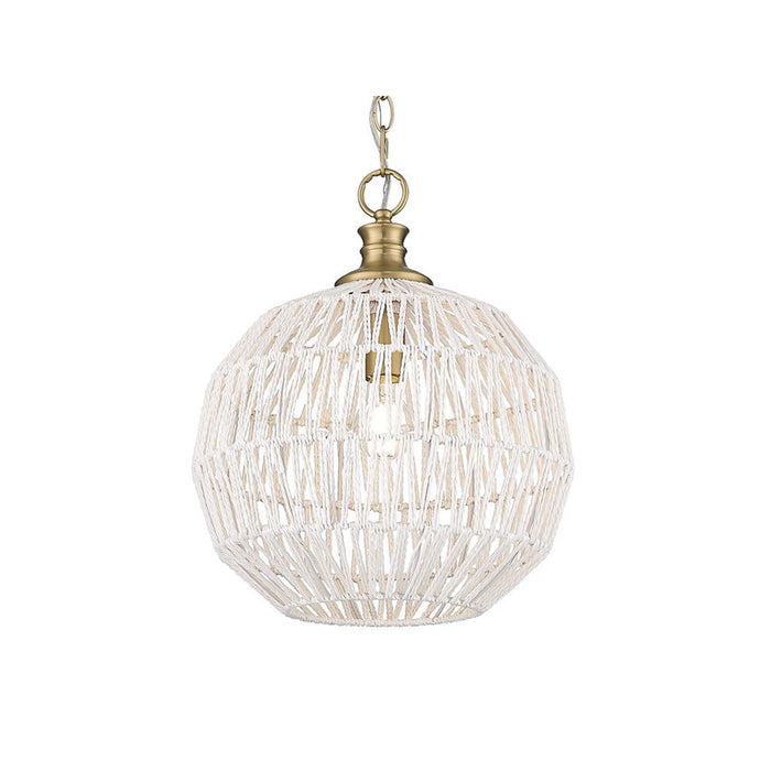 Golden Florence 1-Lt Pendant, Champagne Bronze/White Raphia Rope