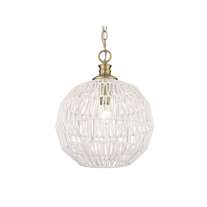 Golden Florence 1-Lt Pendant, Champagne Bronze/White Raphia Rope