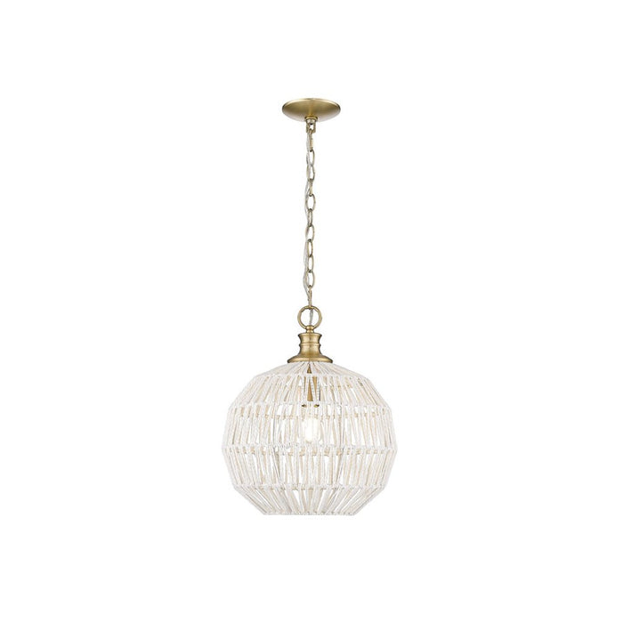 Golden Florence 1-Lt Pendant, Champagne Bronze/White Raphia Rope