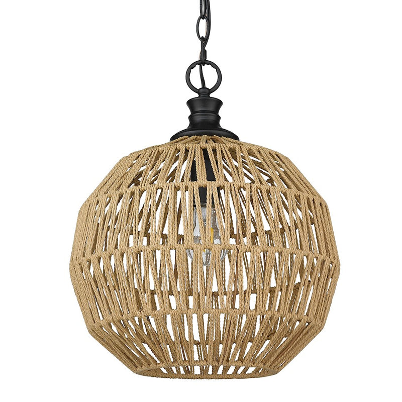 Golden Lighting Florence Pendant, Black/Natural