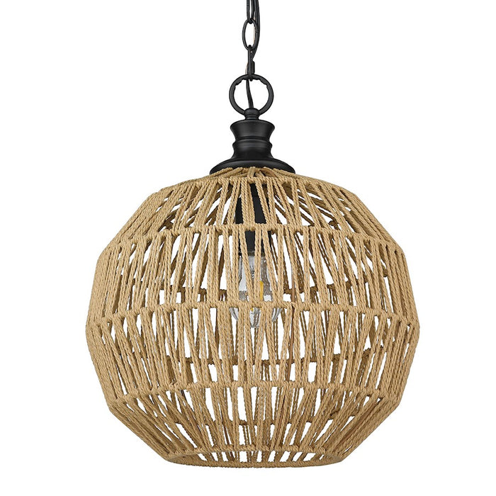 Golden Lighting Florence Pendant, Black/Natural