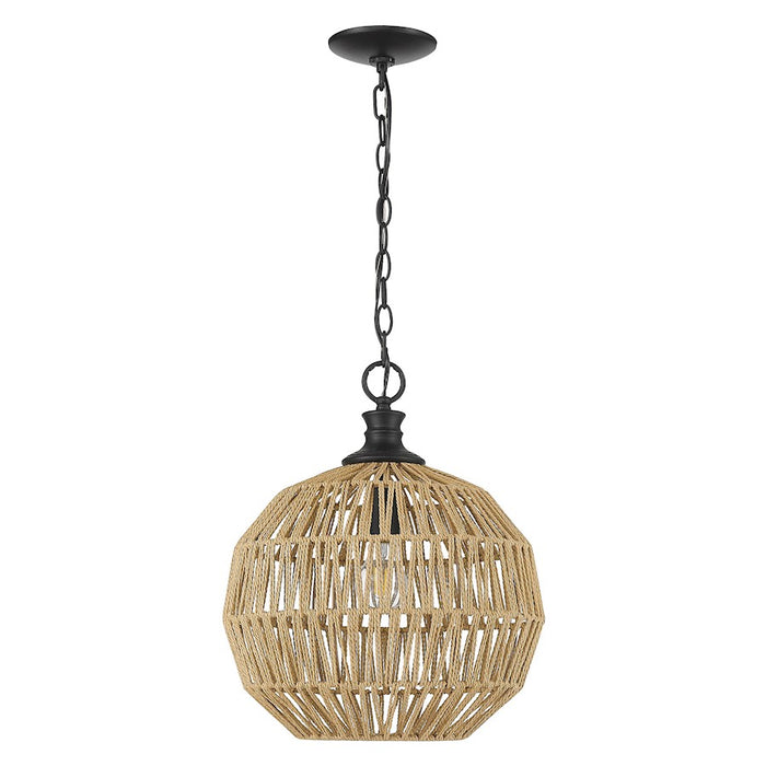 Golden Lighting Florence Pendant, Black/Natural