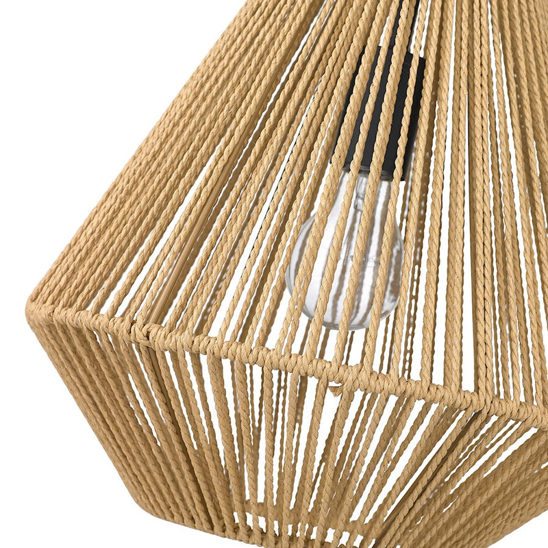 Golden Lighting Valentina 1 Light Pendant, Black/Natural Rope