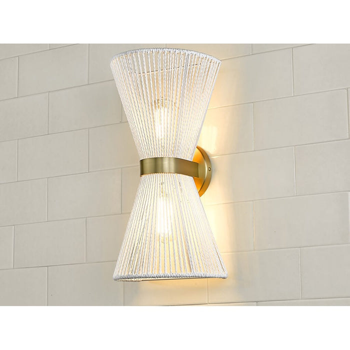 Golden Avon 2-Lt Wall Sconce, Champagne Bronze/White Raphia Rope