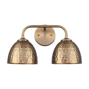 Golden Lighting Shepard 15.5in 2-Light Vanity Light | Country Farmhouse Modern Brass and Modern Brass Steel | Bathroom | Model 6950-BA2 MBS-MBS