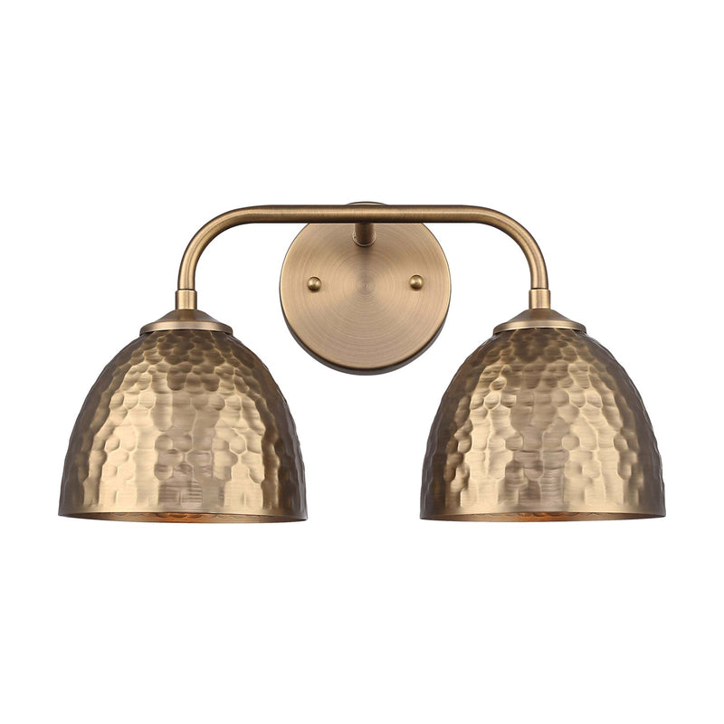 Golden Lighting Shepard 15.5in 2-Light Vanity Light | Country Farmhouse Modern Brass and Modern Brass Steel | Bathroom | Model 6950-BA2 MBS-MBS