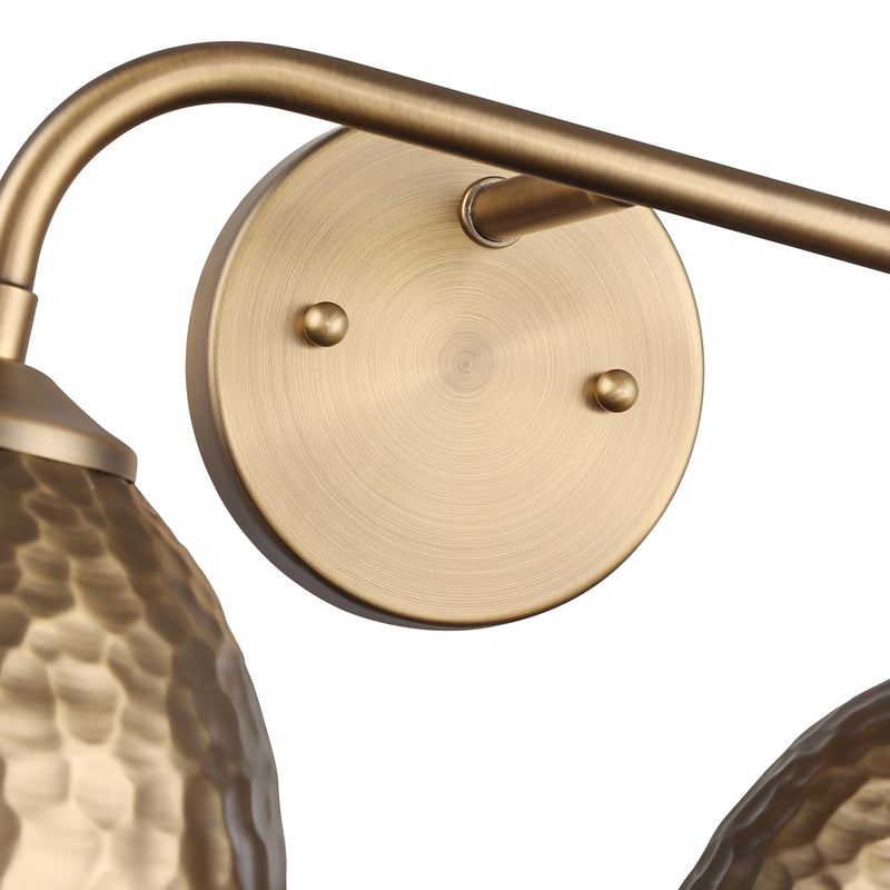 Golden Lighting Shepard 15.5in 2-Light Vanity Light | Country Farmhouse Modern Brass and Modern Brass Steel | Bathroom | Model 6950-BA2 MBS-MBS