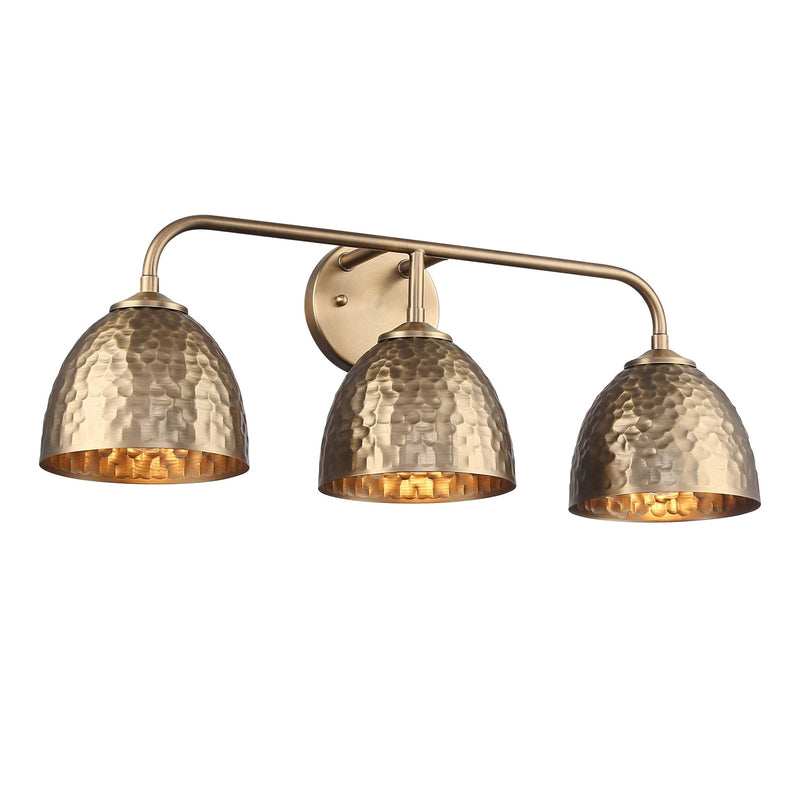 Golden Lighting Shepard 25in 3-Light Vanity Light | Farmhouse Modern Brass and Modern Brass Steel | Bathroom & Entryway | Model 6950-BA3 MBS-MBS