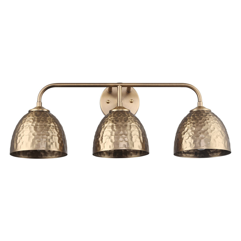 Golden Lighting Shepard 25in 3-Light Vanity Light | Farmhouse Modern Brass and Modern Brass Steel | Bathroom & Entryway | Model 6950-BA3 MBS-MBS
