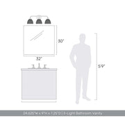 Golden Lighting Shepard 25in 3-Light Vanity Light | Farmhouse Modern Brass and Modern Brass Steel | Bathroom & Entryway | Model 6950-BA3 MBS-MBS