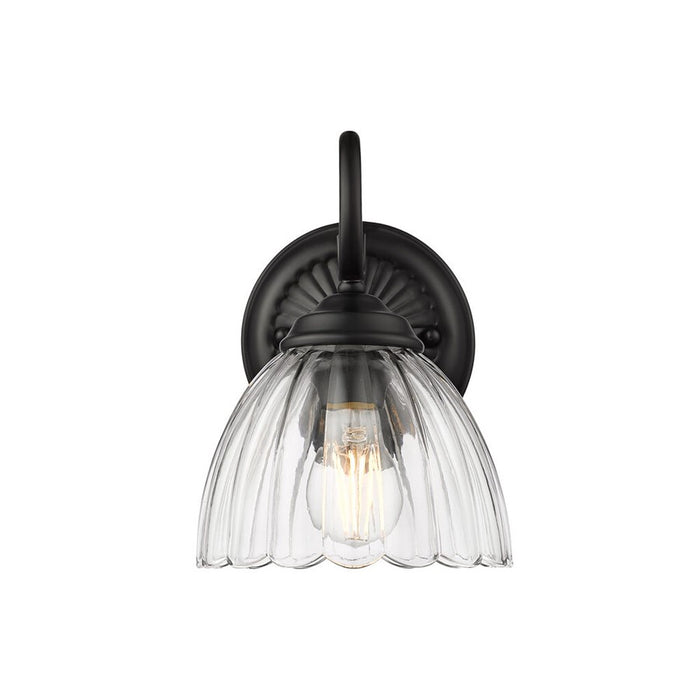Golden Audra 1-Light Wall Sconce, Matte Black/Clear Glass - 6952-1WBLK-CLR