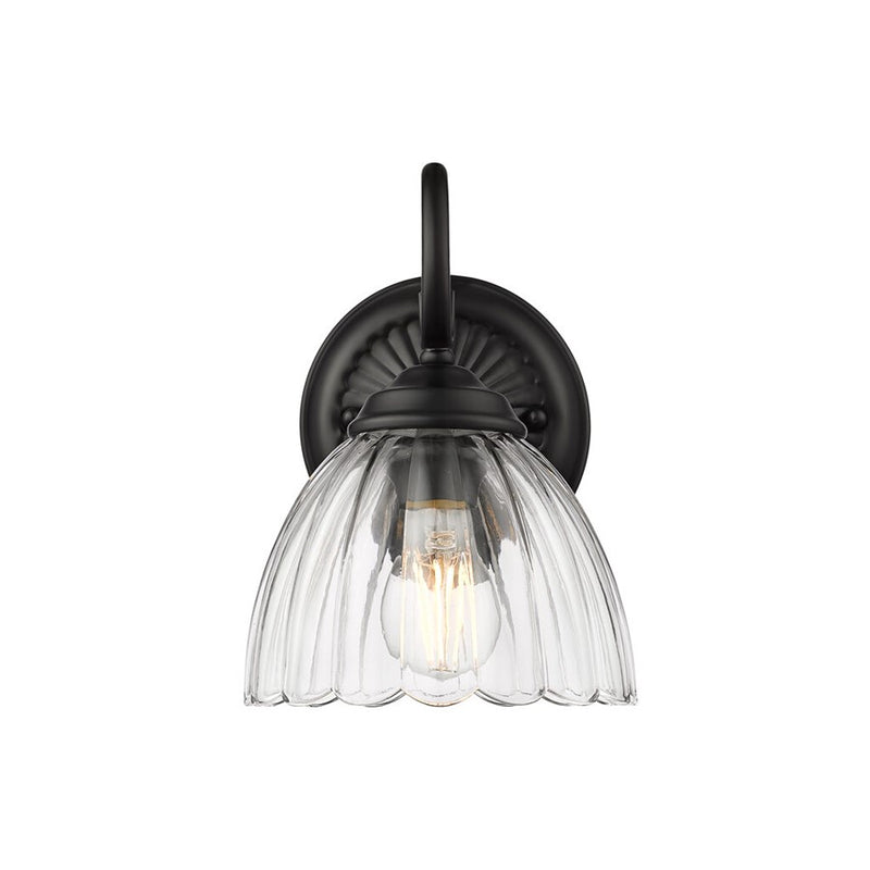 Golden Audra 1-Light Wall Sconce, Matte Black/Clear Glass