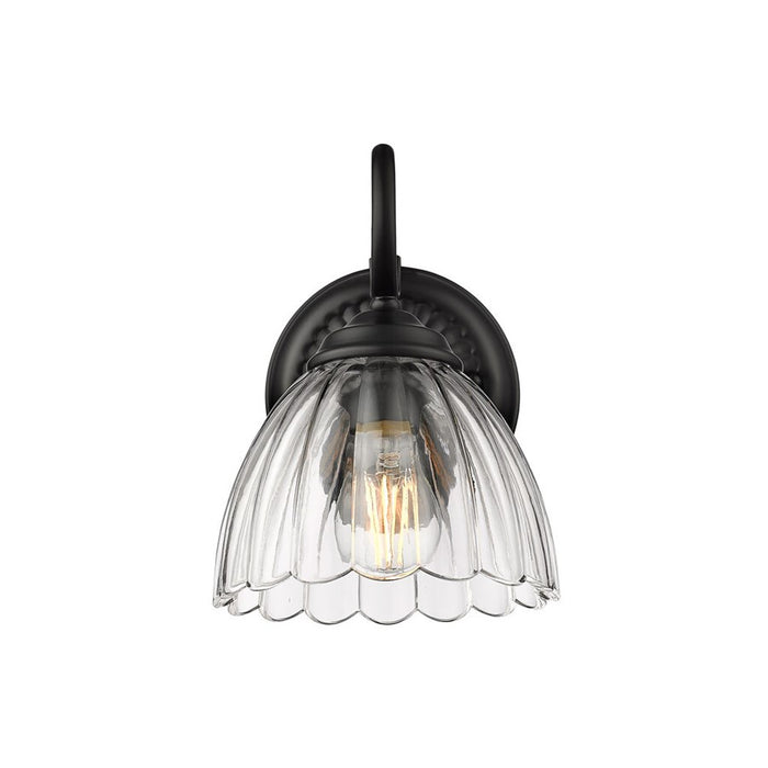 Golden Audra 1-Light Wall Sconce, Matte Black/Clear Glass