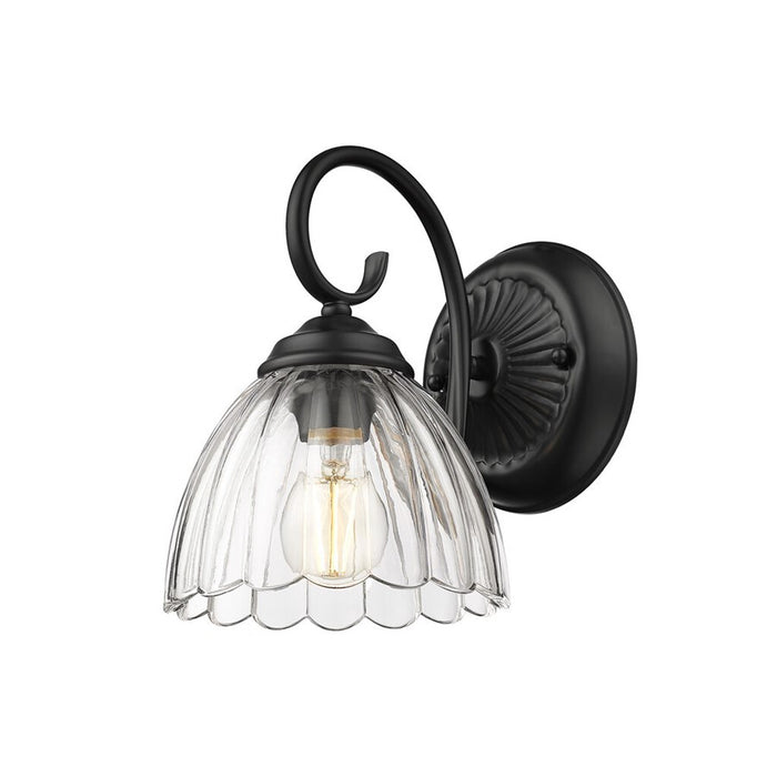 Golden Audra 1-Light Wall Sconce, Matte Black/Clear Glass