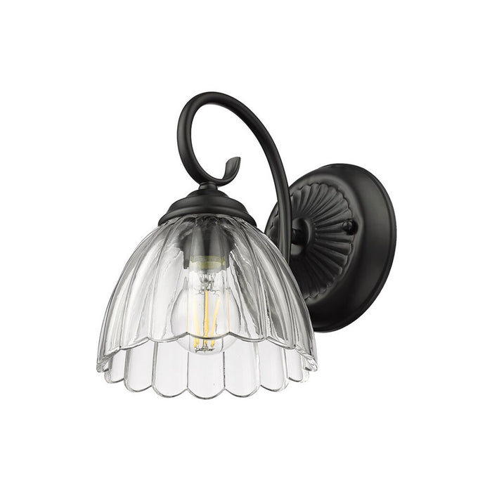 Golden Audra 1-Light Wall Sconce, Matte Black/Clear Glass