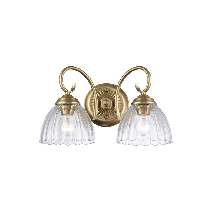 Golden Audra 2-Light Vanity, Brushed Champ Bronze/Clear Glass