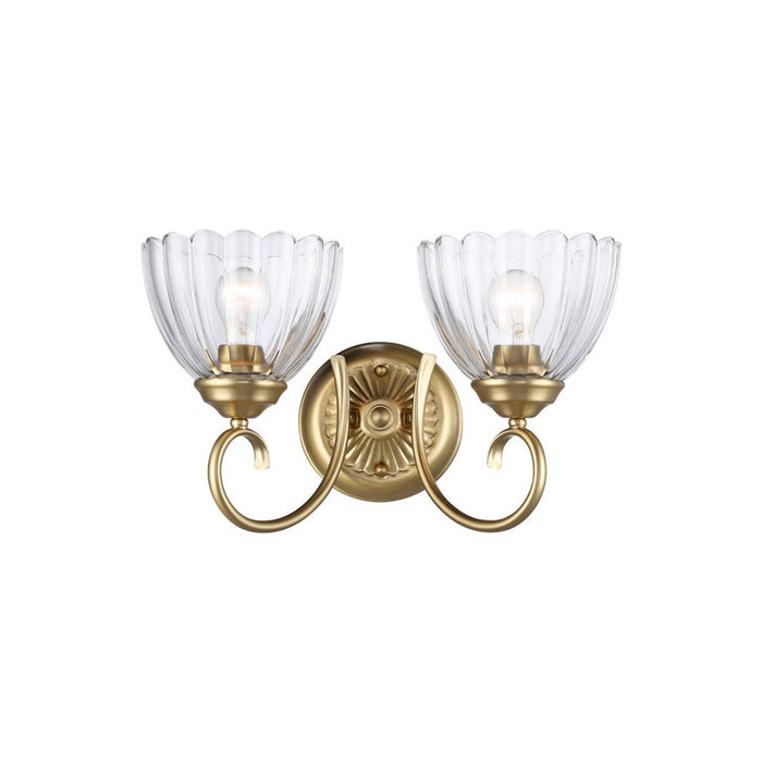 Golden Audra 2-Light Vanity, Brushed Champ Bronze/Clear Glass