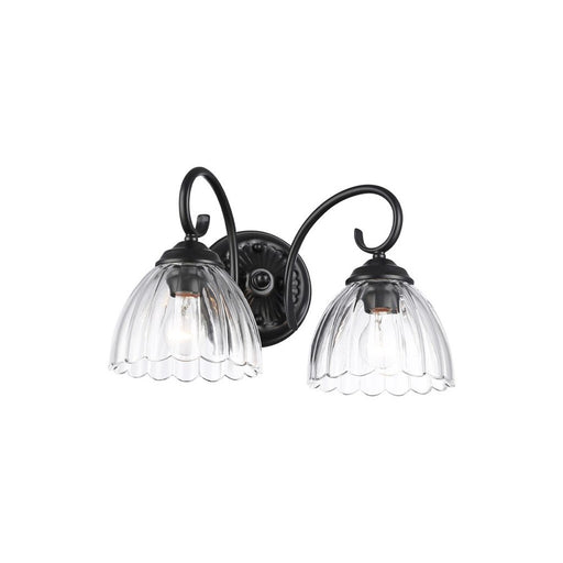 Golden Audra 2-Light Vanity Light, Matte Black/Clear Glass