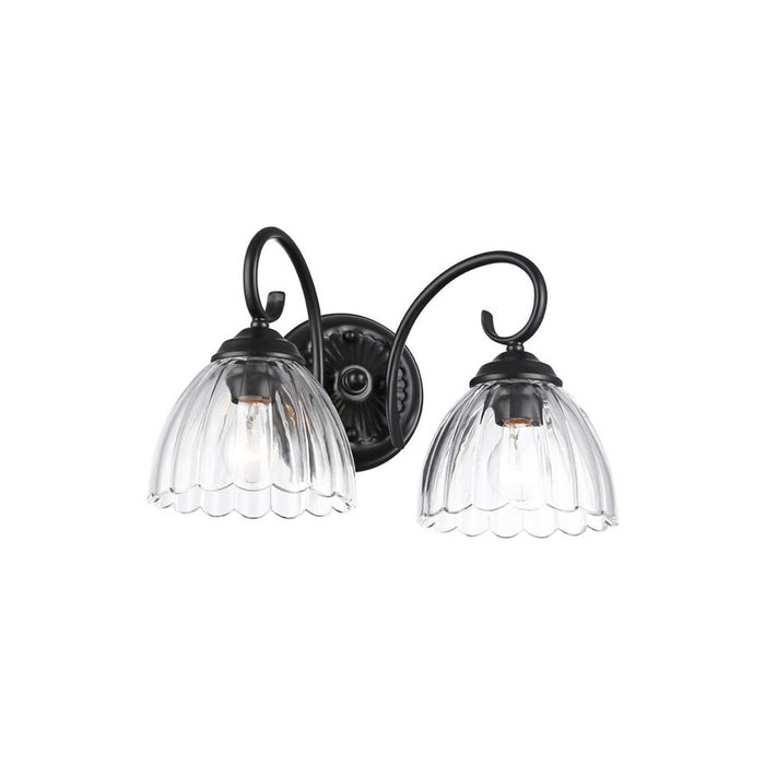 Golden Audra 2-Light Vanity Light, Matte Black/Clear Glass