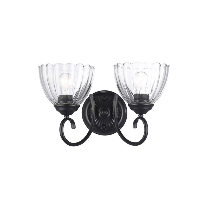Golden Audra 2-Light Vanity Light, Matte Black/Clear Glass