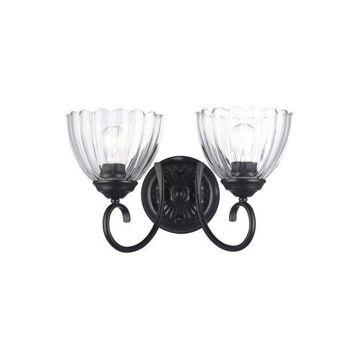 Golden Audra 2-Light Vanity Light, Matte Black/Clear Glass